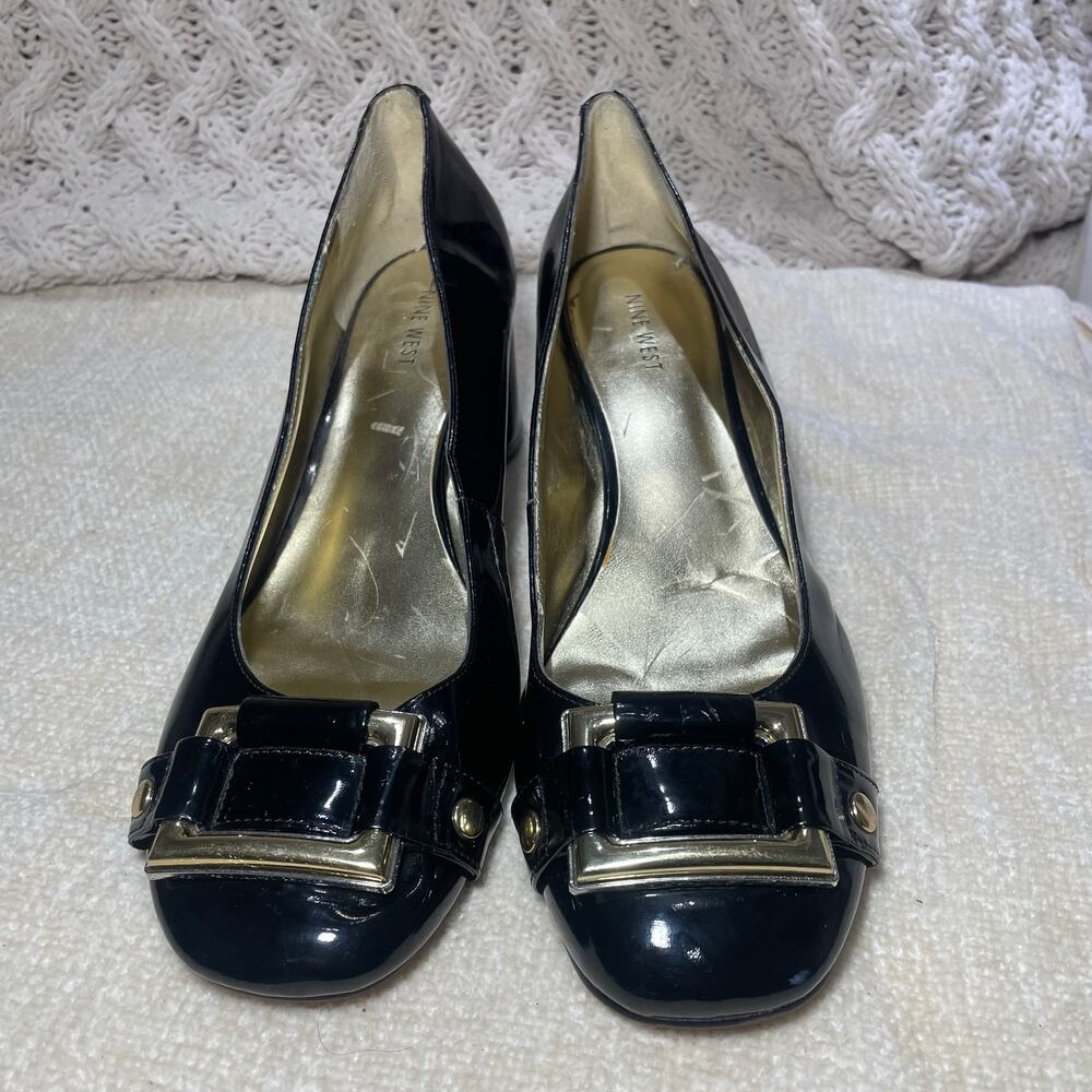 Nine West woman Pumps Block Heel Black and Gold size 11